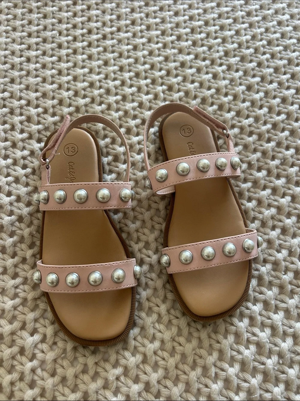 Cat & Jack Pink Studded Double-Strap Sandals